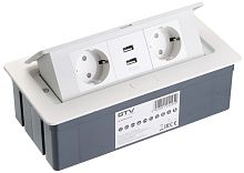 Розетка встраиваемая полуавтоматическая GTV 2-м.+2xUSB 240х120х73мм белый картинка